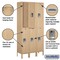 Salsbury Industries Wardrobe Locker, 36" W, 12" D, 78" H, (3) Wide, (6) Openings, Tan 62362TN-U - alternate 2